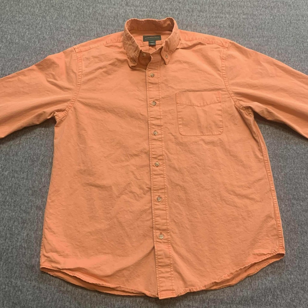 J.Crew Always Oarsman Button Down Shirt Mens Medium Orange Long Sleeve Cotton